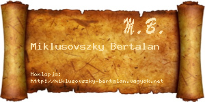 Miklusovszky Bertalan névjegykártya